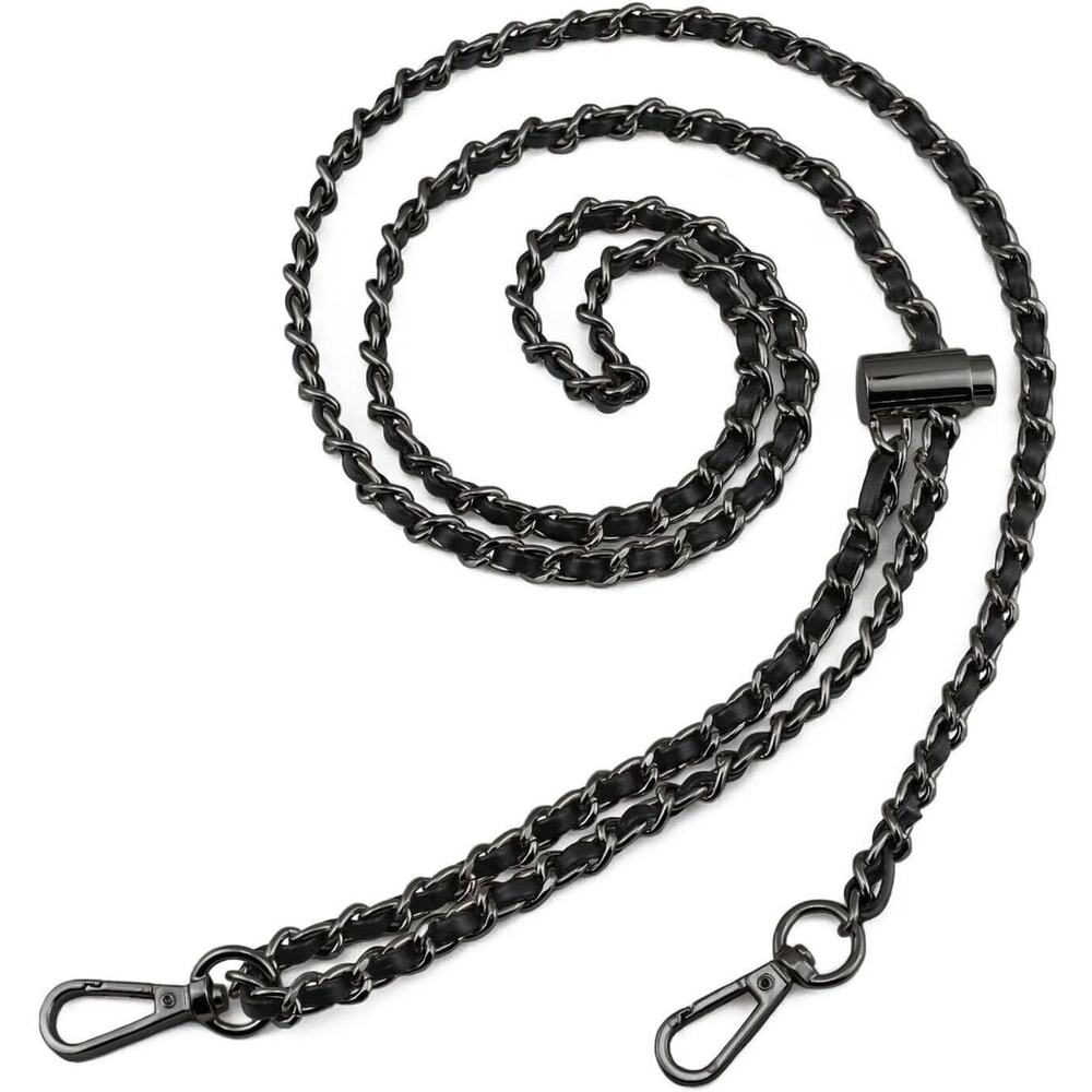 BEAULEGAN Thin Purse Chain Strap Adjustable - 55 Inches Long Black Gunmetal
